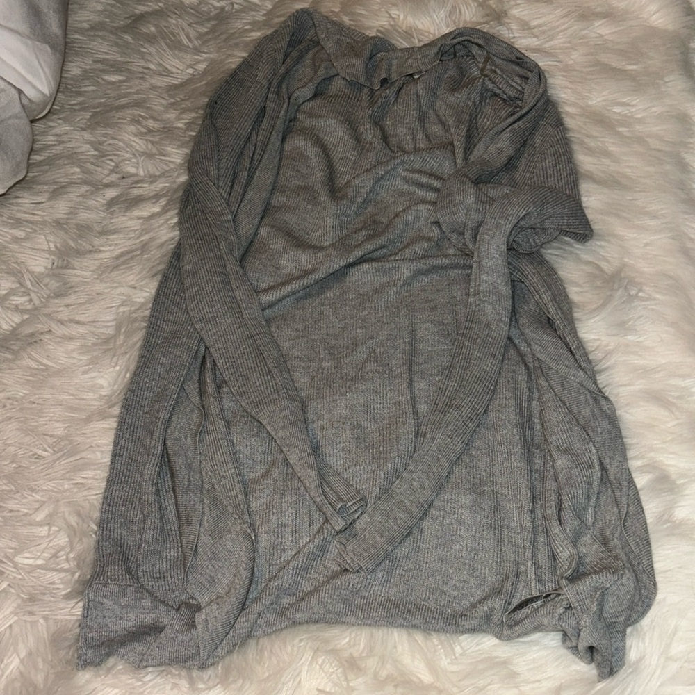 gray cardigan